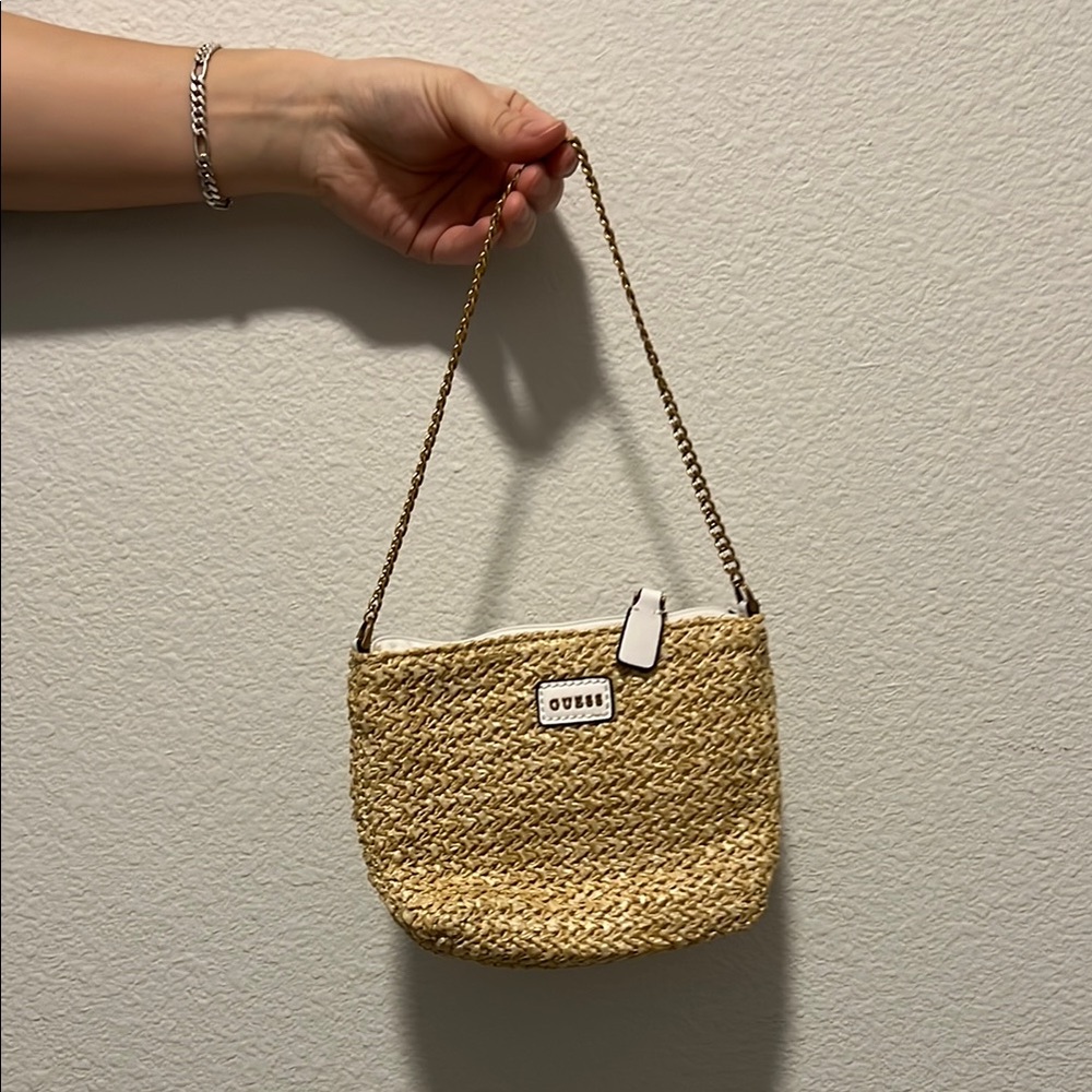 Guess Tan Woven Shoulder Bag